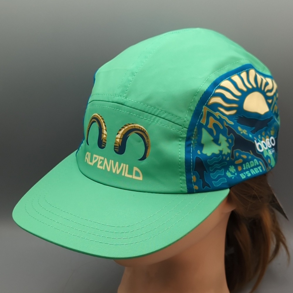 BOCO Gear Alpenwild 5 Panel Hat Jada B's Art Green Run Cap Hiking w/Tag